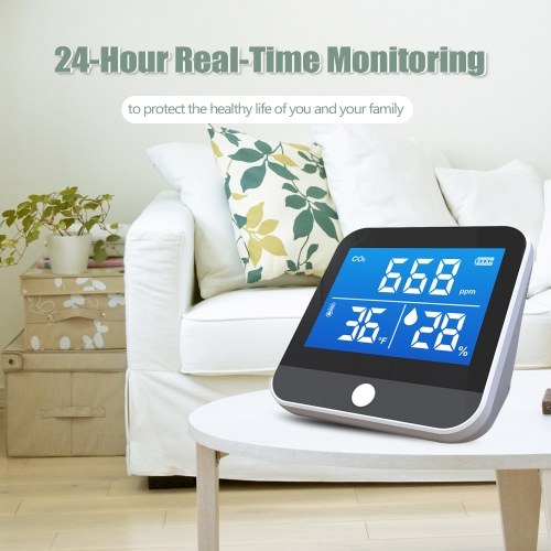 DM306C Portable CO2 Temperature Humidity Monitor Multifunctional Infrared NDIR Detector Desktop Home Household Indoor Outdoor High Accurancy Efficient Detection Tools  Air Quality Analyzer