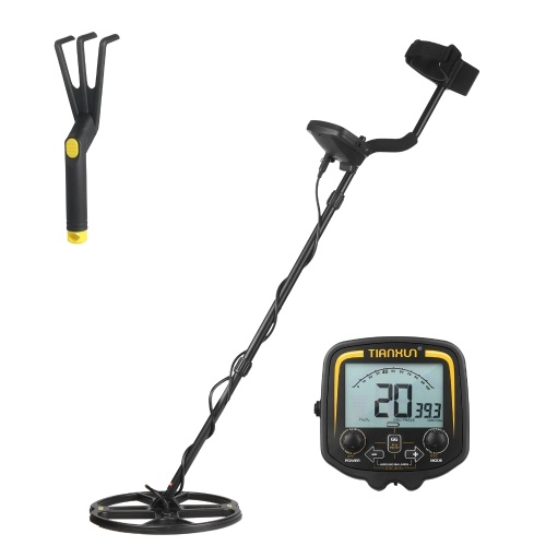 3.7-inch LCD Metal Detector High Sensitive Outdoor Underground Metal Finder Treasure Hunter Gold Prospector Gold Nugget Seeking Device with 12-inch Waterproof DD Search Coil DISC & All Metal Mode Adjustable Sensitivity TX850 with Rake