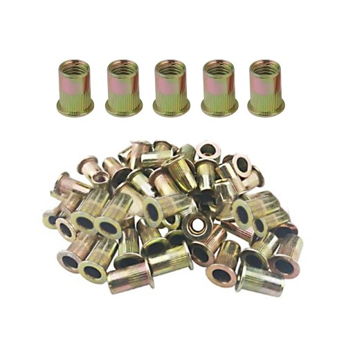 100PCS Rivet Nut Set M3/4/5/6/8/10/12 Zinc Plated Stainless Steel Flat Head Metric Rivet Nut Kit