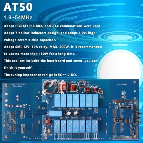 

150W AT50 1.9~54MHz Automatic Antenna Tuner DIY Host Board+Cover Need Self Assembly