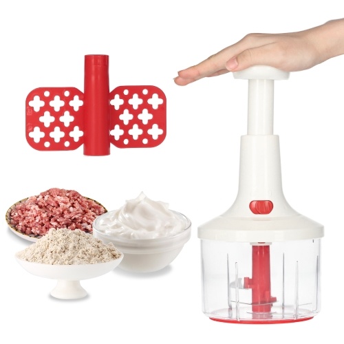 KKmoon Manual Food Chopper 1.4L Multifuncional de Corte de Aço Inoxidável Processador de Alimentos Handheld para Carne Vegetais Cebola Alho Chili Frutas Creme Batedor de Ovos Moedor de Alimentos para Restaurantes de Cozinha Doméstica