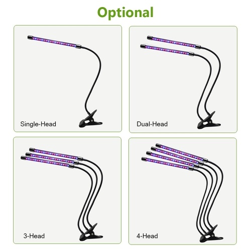 

KKmoon LED Grow Light for Indoor Plants 4-Head Red & Blue LEDs Auto On & Off with 3/ 9/ 12H Timer 3 Light Modes 9 Brightness Levels Clip-On USB Desk Plant Growing Lamps for Plants Seedlings Flowers Fruits