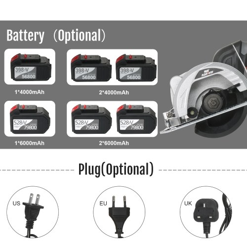 

5-Inch Electric Cordless Circular Saw Brushless Hand-Held Circular Saw Machine Power Tools Rechargeable Battery 0°- 45°Bevel Angle Adjustable Cutting Depth for Laminate Wood Worktops