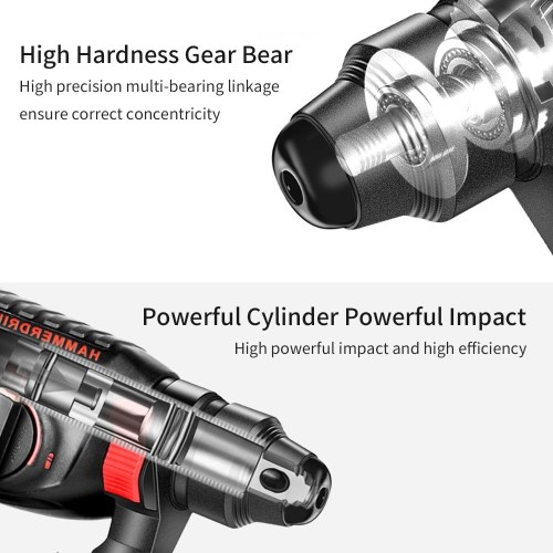 

21V Brushless Heavy Duty 4 Function Rotary Hammer Drill 1 Inch SDS-plus Adjustable Grip Handle 980 RPM Cordless Drill Demolition Kit (2x6.0Ah battery)