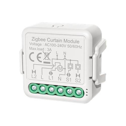 Module de commutateur de rideau intelligent Tuya ZigBee Module de commutateur à trois voies Module de modification de rideau de store à enrouleur intelligent pour la maison Télécommande pour application de téléphone portable Compatible avec Alexa La commande vocale Google Home doit être utilisée avec la passerelle