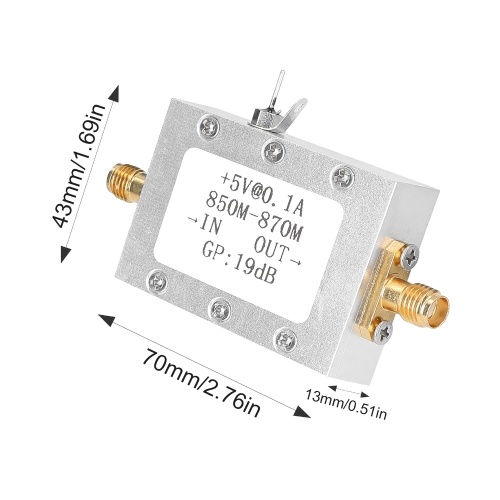 

Low Noise 19dB High Gain Radio-Frequency Signal Amplifier Ham Radio Module with 850-870MHz Working Frequency