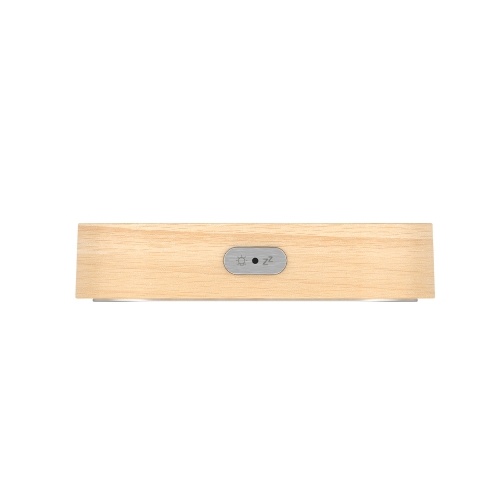 Beech Wood Digital Clock Dual Alarm Snooze USB Alarm Clock Table Thermometer Electronic LED Wooden Desk Clock 4-Level Brightness for Living Room Office 