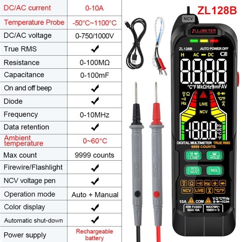 Digital Multimeter Professional Tester Meter Alternating Current Direct Current Voltage Multimetro True RMS Capacitance Temp Detector Multitester 