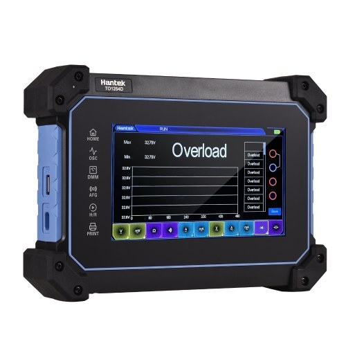 Hantek TO1254D Rechargeable Portable Oscilloscope Multimeter 4-Channel 250MHz Bandwidth 1GSa/S Sampling Rate 8M Storage Depth 25MHz Signal Source 7-inch TFT LCD Digital Storage Oscilloscope Arbitrary Waveform Generator with Tool Bag 