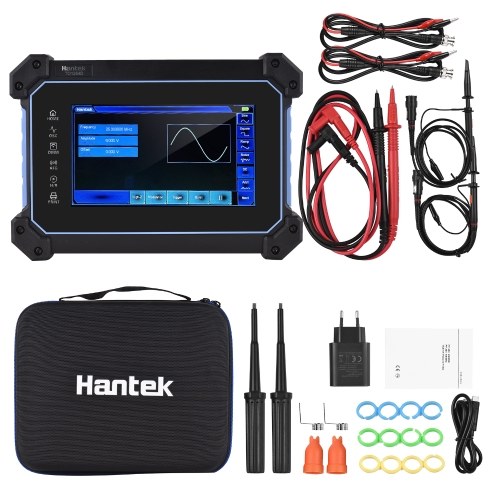 Hantek TO1254D Rechargeable Portable Oscilloscope Multimeter 4-Channel 250MHz Bandwidth 1GSa/S Sampling Rate 8M Storage Depth 25MHz Signal Source 7-inch TFT LCD Digital Storage Oscilloscope Arbitrary Waveform Generator with Tool Bag 