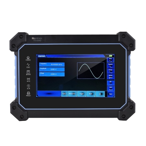 Hantek TO1254D Rechargeable Portable Oscilloscope Multimeter 4-Channel 250MHz Bandwidth 1GSa/S Sampling Rate 8M Storage Depth 25MHz Signal Source 7-inch TFT LCD Digital Storage Oscilloscope Arbitrary Waveform Generator with Tool Bag 