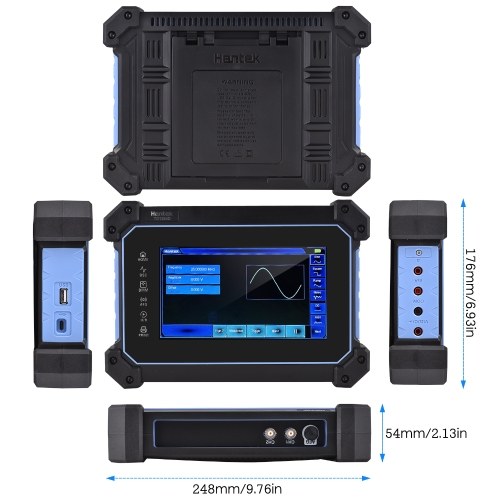 Hantek TO1254D Rechargeable Portable Oscilloscope Multimeter 4-Channel 250MHz Bandwidth 1GSa/S Sampling Rate 8M Storage Depth 25MHz Signal Source 7-inch TFT LCD Digital Storage Oscilloscope Arbitrary Waveform Generator with Tool Bag 