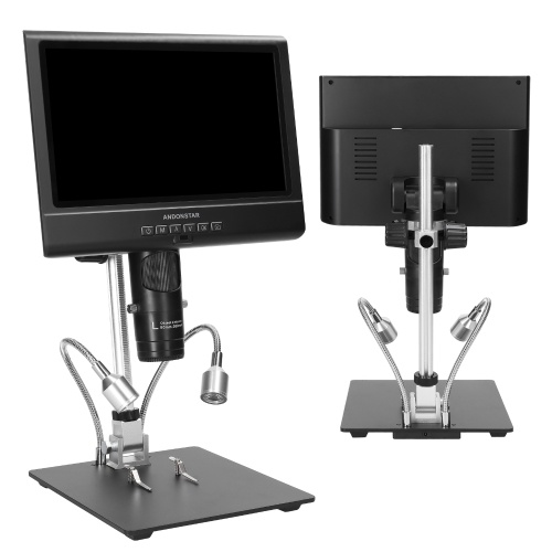 Professional Digital Microscope 1080P 10inch LCD Display 4X Display Magnification Soldering Microscope Picture Taking Video Recording Maintenance Workbench with LED Shadowless Lamp 