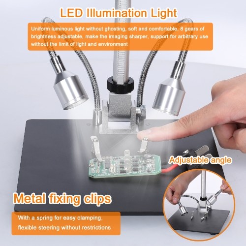 Professional Digital Microscope 1080P 10inch LCD Display 4X Display Magnification Soldering Microscope Picture Taking Video Recording Maintenance Workbench with LED Shadowless Lamp 
