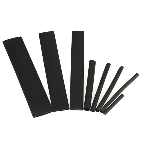 150pcs Tubo encolhável preto Poliolefina Tubo de dissipação de calor isento de halogéneo Equipamento elétrico Tubo de mangueira Fio de encaixe Cabo de manga Kit Ritmo de encolhimento 2: 1 8 Tamanhos φ2.0-φ13mm