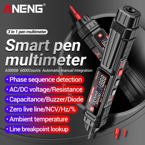ANENG A3005A/B Digital Intelligent Professional Multimeter Sensor Pen Phase Sequence Tester AC Voltage Meter Non-Contact Voltmeter Electric Tool 