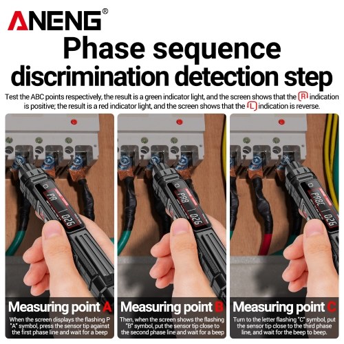 ANENG A3005A/B Digital Intelligent Professional Multimeter Sensor Pen Phase Sequence Tester AC Voltage Meter Non-Contact Voltmeter Electric Tool 