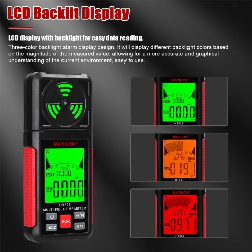 MAYILON Handheld EMF Meter Portable Electromagnetic Radiation Detector Household Laboratory Hospital Digital Electric Field Detector Multi-functional Radioactive Detector 