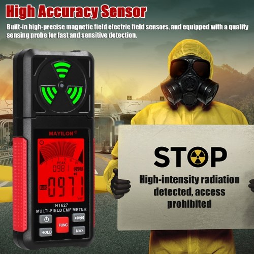 MAYILON Handheld EMF Meter Portable Electromagnetic Radiation Detector Household Laboratory Hospital Digital Electric Field Detector Multi-functional Radioactive Detector 