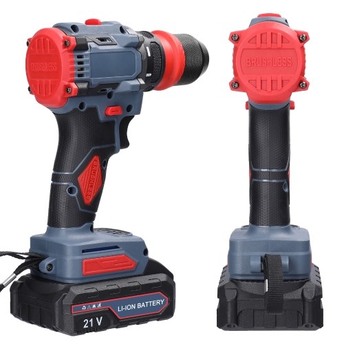 21V 2in1 Lithium Drill Electric Screwdriver 55Nm Torque Brushless Motor Practical Screw Driver for Home Appliances Furniture Installation Automotive Electronics Repairing (without Battery) 