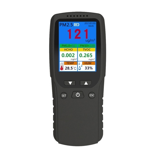 Indoor Portable PM2.5 Detector Multifunctional Thermohygrometer Home LCD Digital Air Detector Intelligent Air Quality Analyzer Household Air Pollution Monitor 