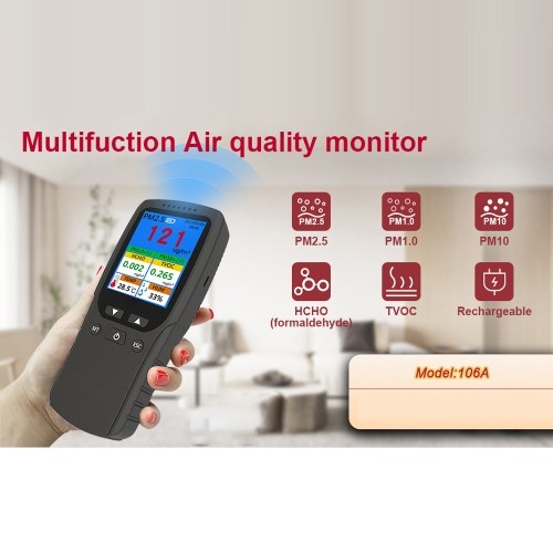 Indoor Portable PM2.5 Detector Multifunctional Thermohygrometer Home LCD Digital Air Detector Intelligent Air Quality Analyzer Household Air Pollution Monitor 