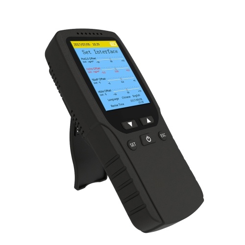 Indoor Portable PM2.5 Detector Multifunctional Thermohygrometer Home LCD Digital Air Detector Intelligent Air Quality Analyzer Household Air Pollution Monitor 