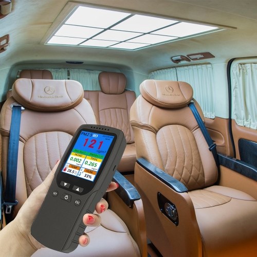 Indoor Portable PM2.5 Detector Multifunctional Thermohygrometer Home LCD Digital Air Detector Intelligent Air Quality Analyzer Household Air Pollution Monitor 