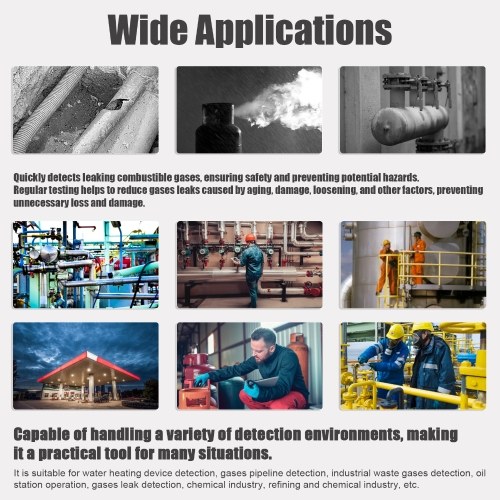 Handheld Combustible Gases Leak Detector Natural Gases Leakage Tester Portable Combustible Gases Concentration Test Meter Gases Sniffer Test with Sound Light Alarm Function 