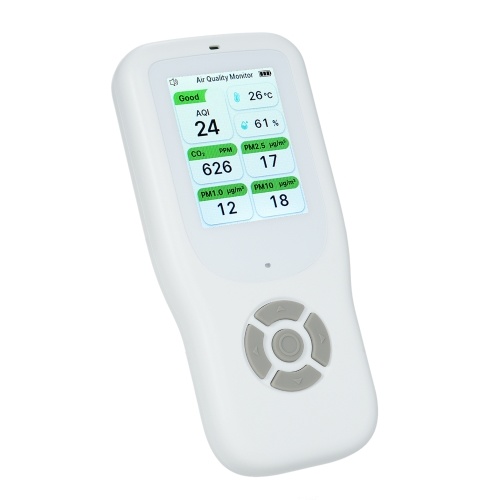 9-in-1 Air Quality Monitor Indoor Handheld AQI/CO₂/PM2.5/PM1.0/PM10/HCHO/TVOC/Temperature/Humidity Detector Real Time Monitoring Large Display with Intelligent Alert Home Air Test Kits 