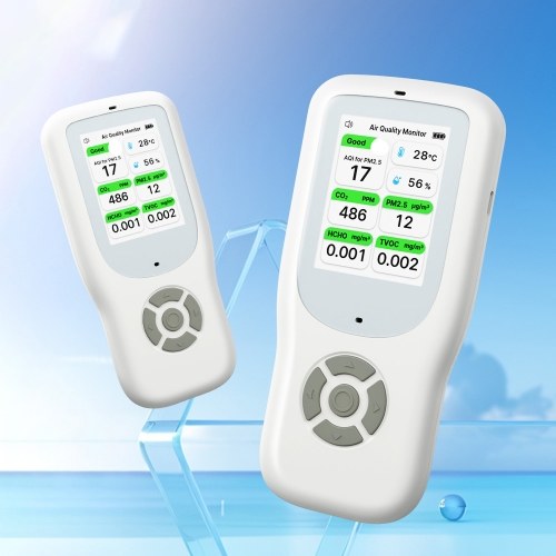 9-in-1 Air Quality Monitor Indoor Handheld AQI/CO₂/PM2.5/PM1.0/PM10/HCHO/TVOC/Temperature/Humidity Detector Real Time Monitoring Large Display with Intelligent Alert Home Air Test Kits 