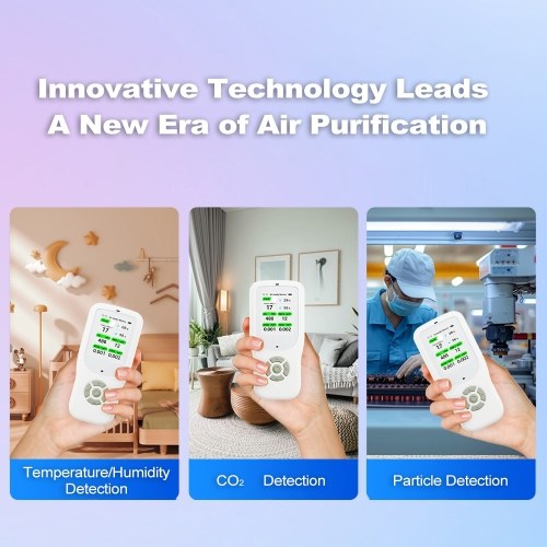 9-in-1 Air Quality Monitor Indoor Handheld AQI/CO₂/PM2.5/PM1.0/PM10/HCHO/TVOC/Temperature/Humidity Detector Real Time Monitoring Large Display with Intelligent Alert Home Air Test Kits 