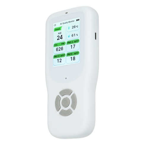 9-in-1 Air Quality Monitor Indoor Handheld AQI/CO₂/PM2.5/PM1.0/PM10/HCHO/TVOC/Temperature/Humidity Detector Real Time Monitoring Large Display with Intelligent Alert Home Air Test Kits 