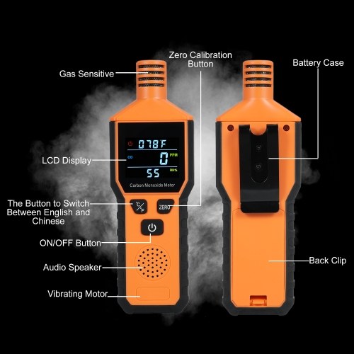 3-in-1 Portable Carbon Monoxide Detector Battery Powerd Handheld Carbon Monoxide Alarm with Temperature & Humidity CO Detector Monitor for Home Outside RV Easy to Read 