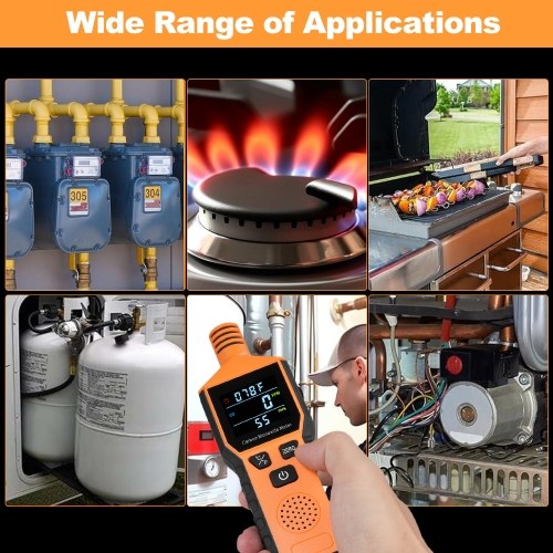 3-in-1 Portable Carbon Monoxide Detector Battery Powerd Handheld Carbon Monoxide Alarm with Temperature & Humidity CO Detector Monitor for Home Outside RV Easy to Read 