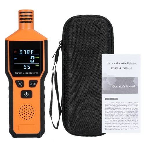 3-in-1 Portable Carbon Monoxide Detector Battery Powerd Handheld Carbon Monoxide Alarm with Temperature & Humidity CO Detector Monitor for Home Outside RV Easy to Read 