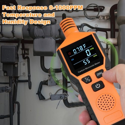 3-in-1 Portable Carbon Monoxide Detector Battery Powerd Handheld Carbon Monoxide Alarm with Temperature & Humidity CO Detector Monitor for Home Outside RV Easy to Read 
