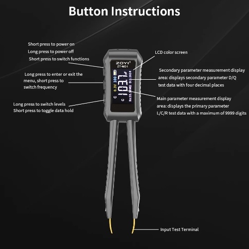Digital Tweezers Handheld Frequency Capacitance Inductance Resistance Tester Versatile Measurement Tools for Electronic Component Testing 
