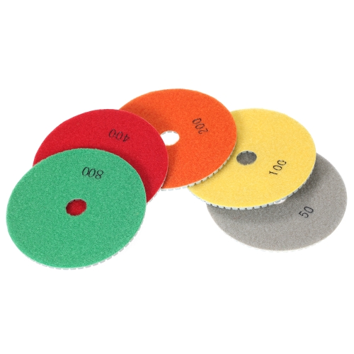 5pcs 5 "Diamond Wet Polishing Pads Set Disco de moagem para granito de mármore Pedra cerâmica Azulejos