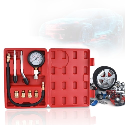 Tester per motore a benzina Cilindro per motore a gas a benzina per auto Tester per manometro per auto Kit di test per autoveicoli 0-300psi con custodia