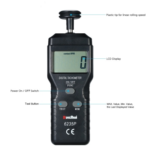 

RuoShui Digital Tachometer Handheld Contact Motor Tachometer