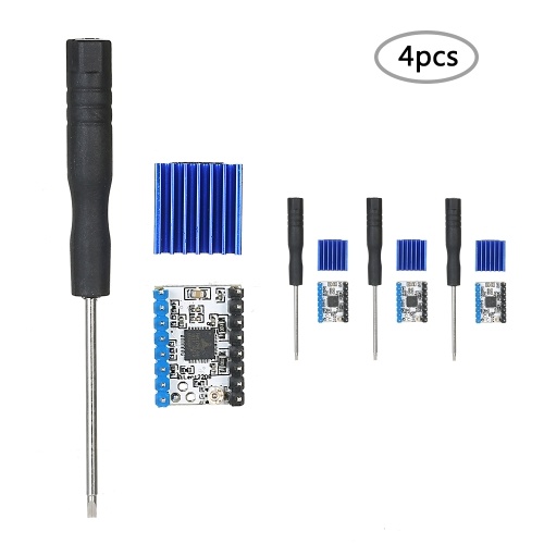 3D-Drucker Schrittmotortreiber TMC2208 V1.2 Stepstick Mute-Treibermodul mit Kühlkörper-Schraubendreher Ultra-Silent-Schrittmotortreiber-Chip (4 Stück)