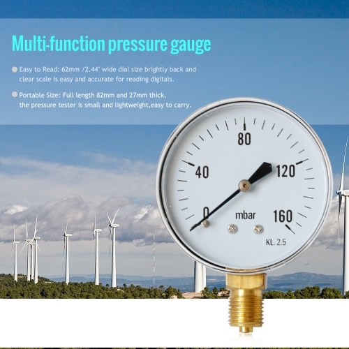 

Y60 Pressure Gauge Radial Pressure Gauge High Quality Oil Pressure Manometer Water Pressure Meter Precision 1/4 BSPT Gas Pressure Gauge Range 0-160mbar