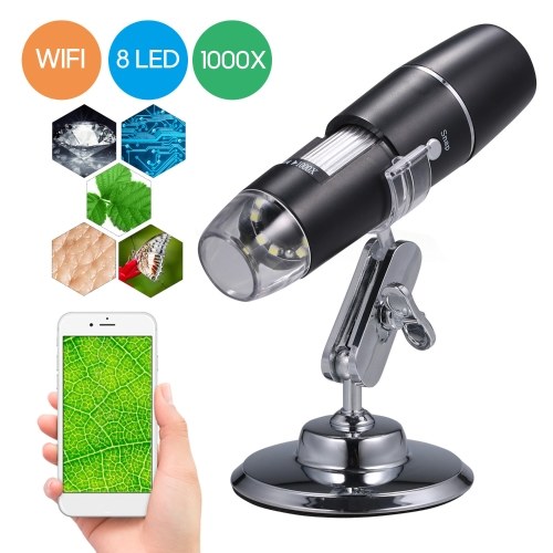 Electron Digital Microscope Portable WiFi Wirelessly 1000x High Definition Magnifying Glass Christmas Halloween Educational Gift for Children