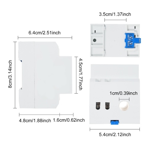 D52-2065 6-in-1 Digital Single Phase Energy Meter Tester Din Rail AC Monitor Voltage Current Power Factor Active KWH AC AC 250V~450V 100A Electricity Usage Monitor 