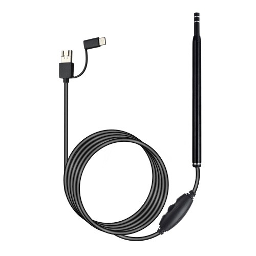 3-en-1 visuel Earpick Otoscope Endoscope avec 5.5mm Camrea lentille oreille outil de nettoyage intégré 6 lumières LED réglables