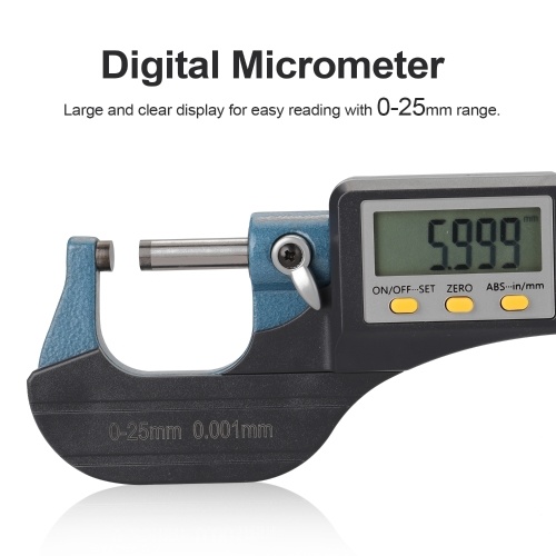 

0-25mm 0.001mm Electronic Outside Micrometer with Large LCD Screen Digital Micrometers Electronic Digital Caliper Thickness Gauge