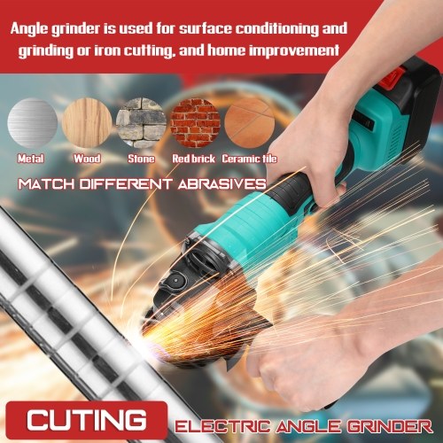 

100mm Portable Multifunctional 18V Electric Angle Grinder 11000rpm High Rotation Speed Grinding Tool for Cutting Wood Iron