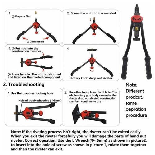 

Manual Rivet Tool Suit Rivet Nut Thread Locator Nut Metric System Riveting