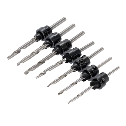 

7pcs Carpentry Tapered Countersink Drill Bit Set 5-12# with Small Hex Key Woodworking Tools
